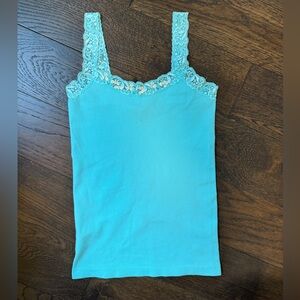 Y2K Vintage Sequin Lace Trim Cami Tank Top Stretchy Coquettecore Party Girl Glam